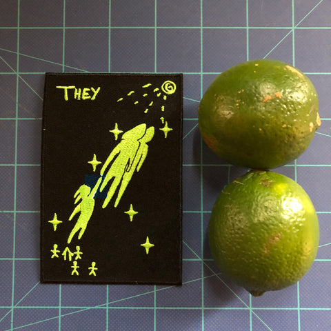 THEY 1 Embroidered Patch - Single Color. Two Limes High.